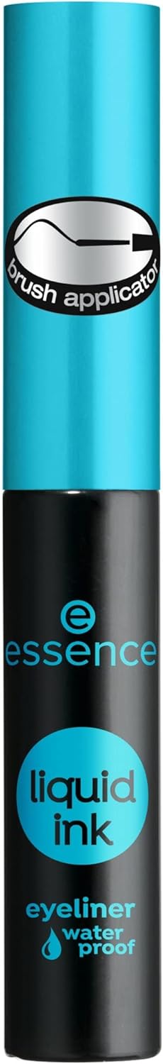 essence liquid ink eyeliner waterproof, eye liner, no. 01, black, defining, long-lasting, waterproof, vegan, perfume free (3 ml) Greenwize