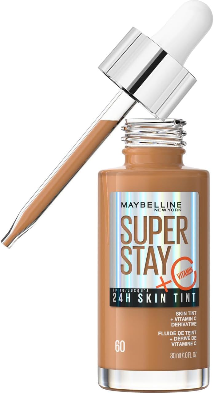 Maybelline Super Stay Skin Tint Foundation, With Vitamin C*, Foundation and Skincare, Long-Lasting up to 24H, Vegan Formula, Shade 60 Greenwize