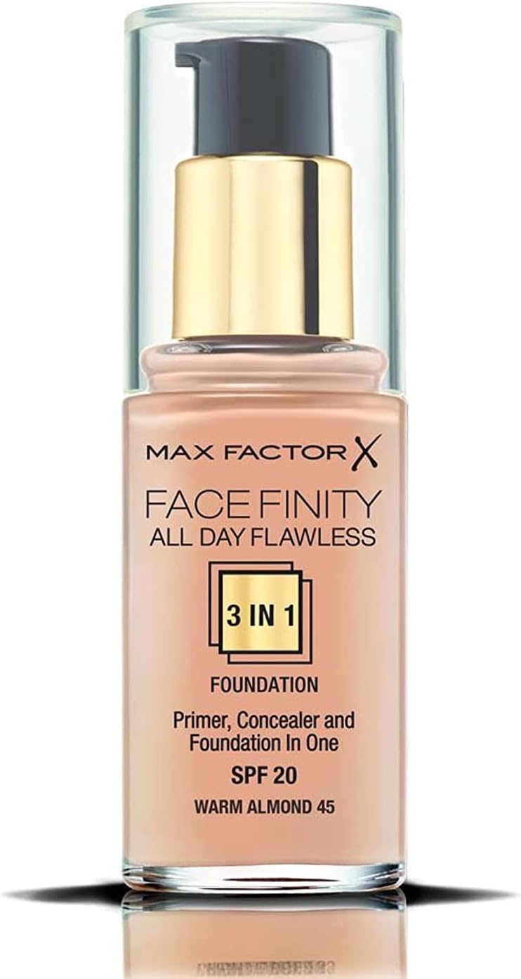 Max Factor Facefinity 3-in-1 All Day Flawless Foundation – 45 Warm Almond, 30ml MAX FACTOR