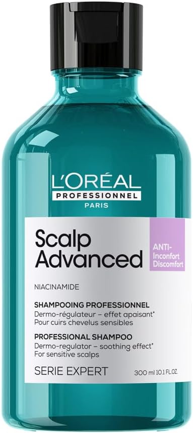 L’Oréal Professionnel Scalp Advanced Anti-Discomfort Shampoo, For Itchy and Dry Scalps, Deep Scalp Treatment Greenwize