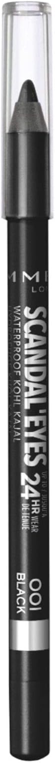 RIMMEL LONDON - Scandal'eyes Eyeliner - Waterproof Khol - 24hr Wear, Smudge-proof - Ultra Smooth & Creamy Formula - High Intensity Colour - 001 Black - 1.3g Rimmel