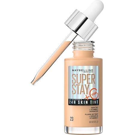 Maybelline Super Stay Skin Tint Foundation, With Vitamin C*, Foundation and Skincare, Long-Lasting up to 24H, Vegan Formula, Shade 23 Maybelline