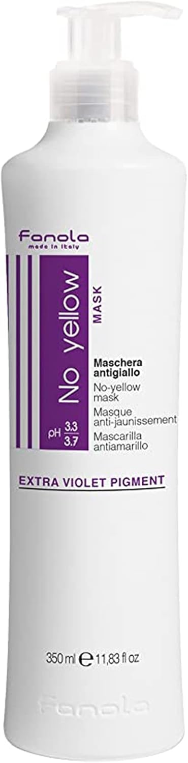 Fanola No Yellow Mask, Anti-Yellow Mask for Healthy and Vital Blonde Hair, Neutralizes Yellow Tones for Pre-Lightened, Highlighted and Grey Hair, 350 Greenwize