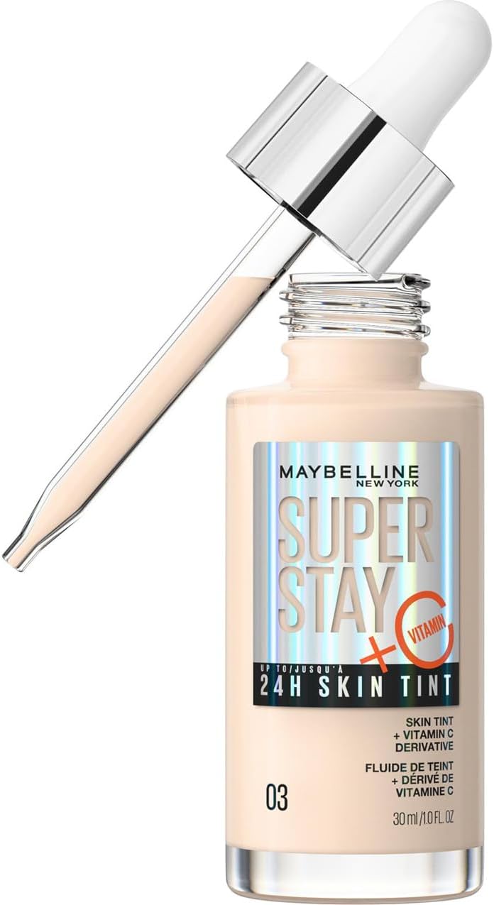 Maybelline Super Stay Skin Tint Foundation, With Vitamin C*, Foundation and Skincare, Long-Lasting up to 24H, Vegan Formula, Shade 3 Maybelline