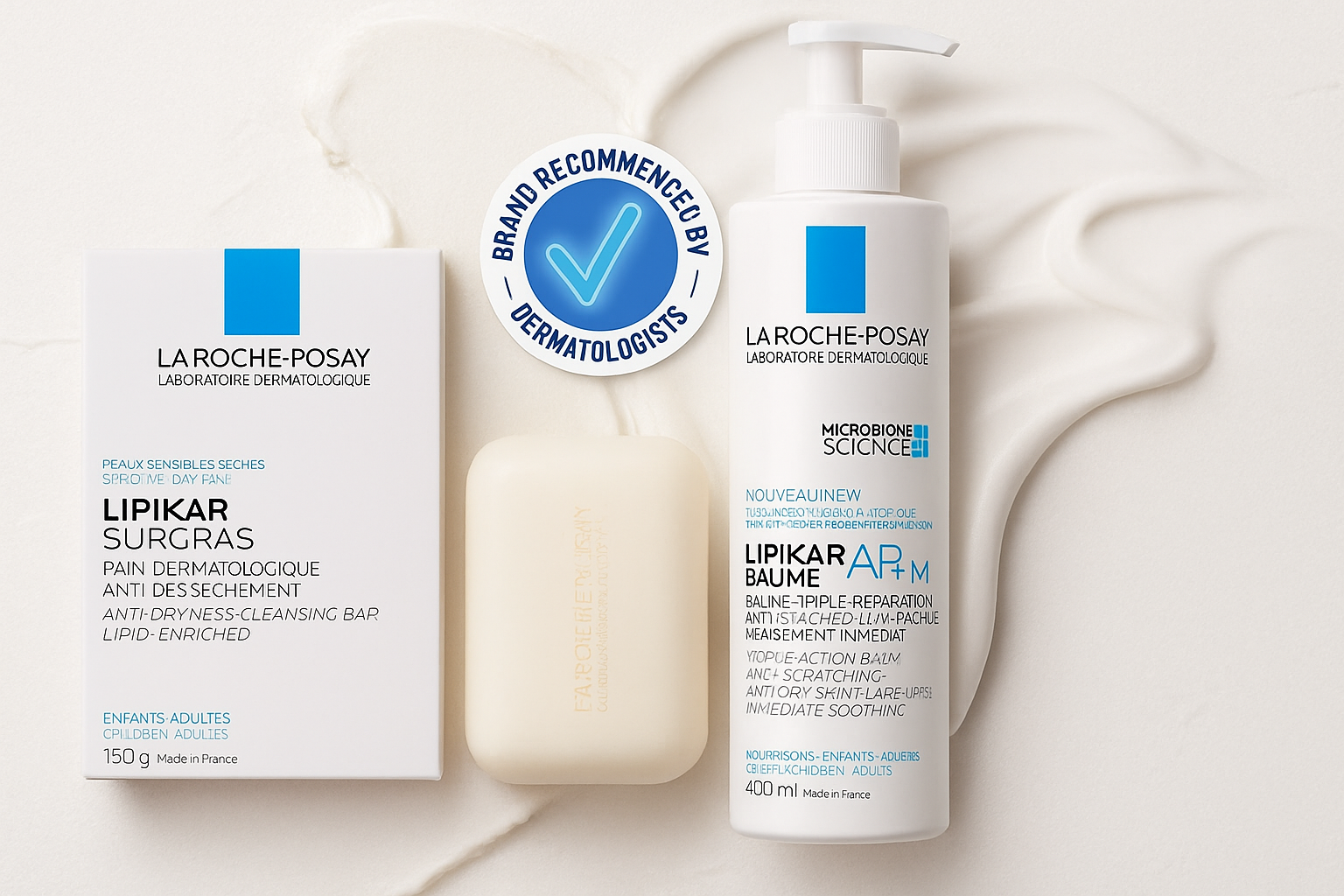 La Roche-Posay Moisturiser 400ml + Lipid-Enriched Cleansing Bar 150g (Combo) La Roche-Posay