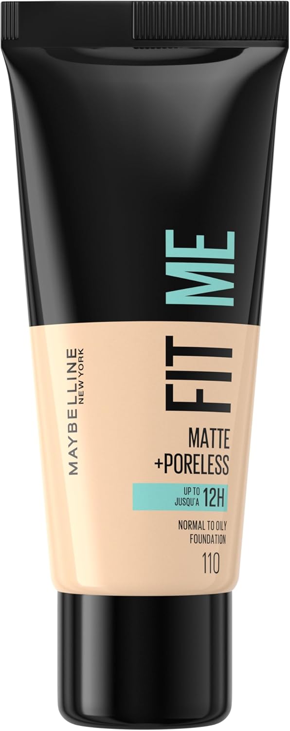 Maybelline Fit Me Foundation, Medium Coverage, Blendable With a Matte and Poreless Finish, For Normal to Oily Skin, Shade: 110 Porcelain, 30ml Greenwize