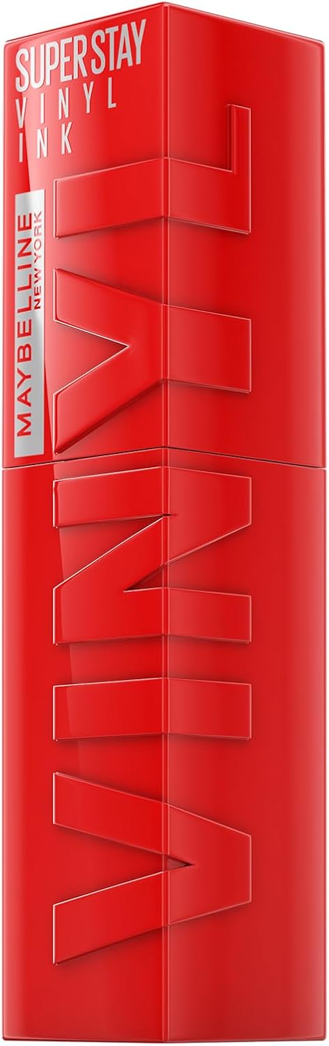 Maybelline New York Lip Colour, Smudge-free, Long Lasting up to 16h, Liquid Lipstick, Shine Finish, SuperStay Vinyl Ink, 25 Red Hot Greenwize