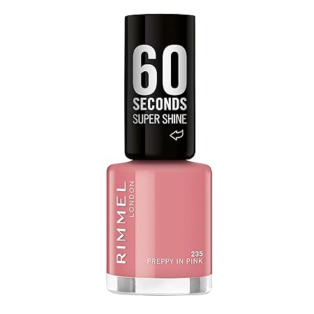 Rimmel London 60 Seconds Super Shine Nail Polish, Preppy in Pink, 8ml Rimmel
