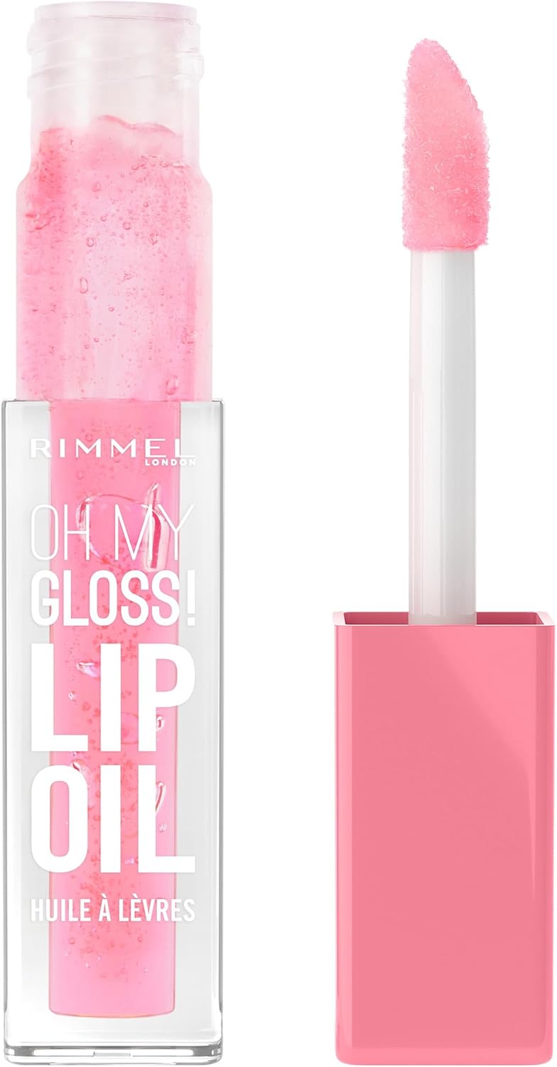 Rimmel Oh My Gloss! Lip Oil 001 Pink Flush, Juicy Shine, Hydrates & Naturally Plumps, Moisture Boost, Vitamin E, Replenishes & Restores the Lips, Coconut Oil, Non-Sticky, Vegan & Cruelty Free Rimmel