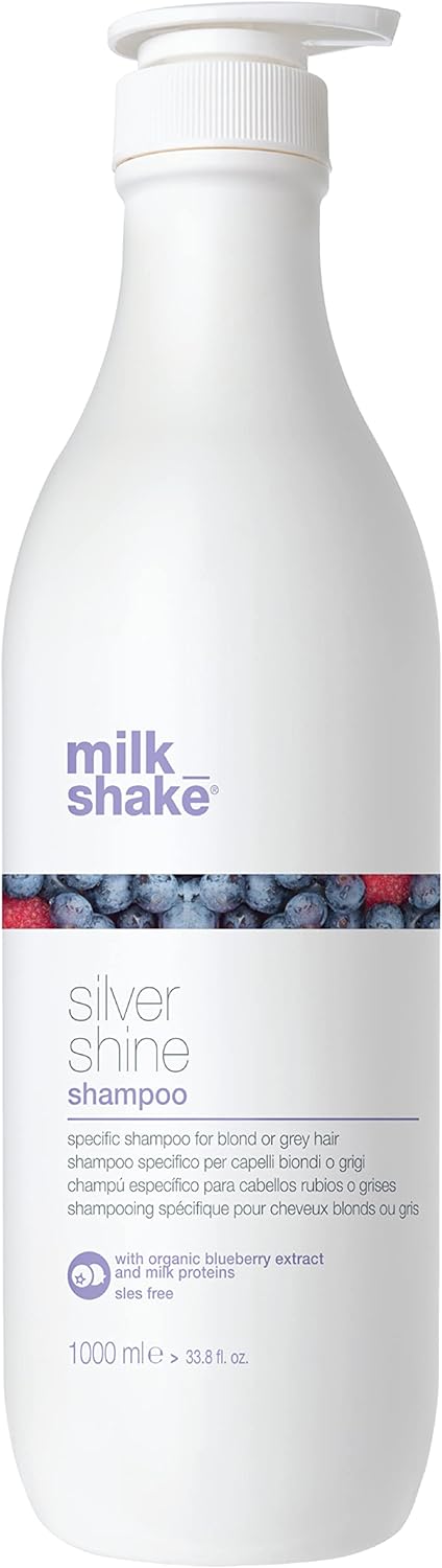 milk_shake® | silver shine shampoo | Intensive Shampoo specific for Blond or Grey hair | 1000 ml| Anti-yellow Shampoo with Violet Pigments Greenwize