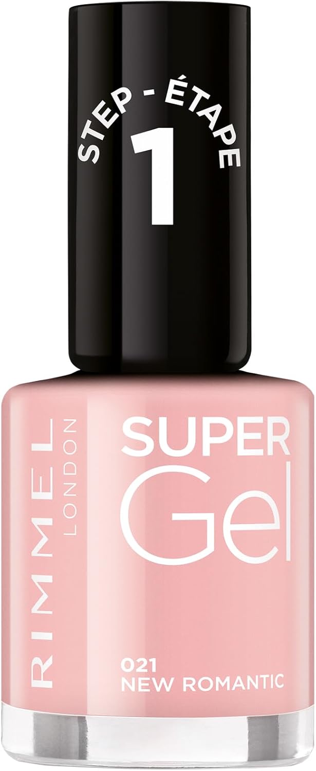 Rimmel Super Gel, New Romantic, Long-Lasting Nail Polish, Glazed Finish, Easy Application, Gel-like Manicure, Chip Resistant, Clean Formula, 12ml Rimmel