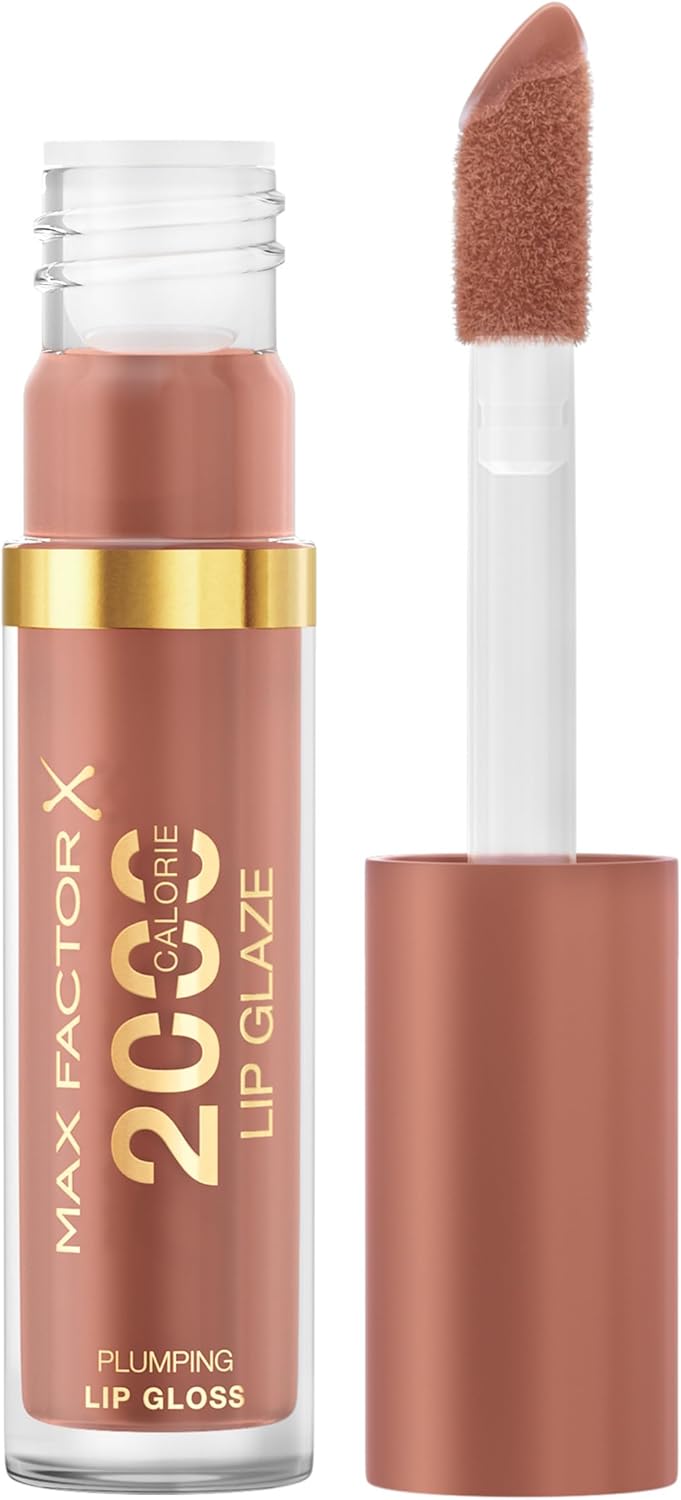 Max Factor 2000 Calorie Lip Glaze Caramel Swish, Full Shine Lip Gloss, Nourishing with Hyaluronic Acid & Squalane, Instant Plump, Non-Sticky, Vanilla-Milk Scent, Fuller Looking Lips Greenwize