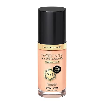 Max Factor Facefinity 3-in-1 All Day Flawless Liquid Foundation, SPF 20 - 40 Light Ivory, 30 ml Max Factor