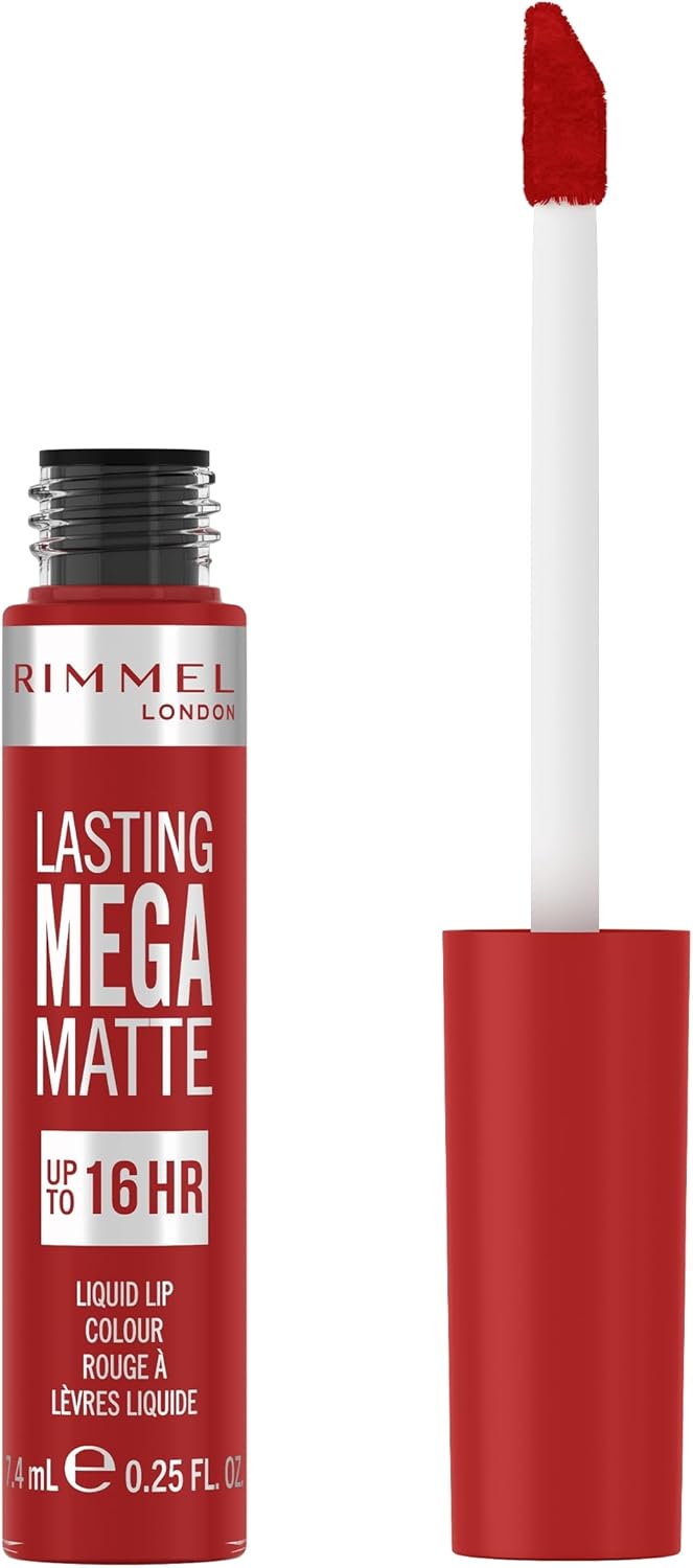 Rimmel London Lasting Mega Matte Liquid Lipstick, Long-Lasting, Hydrating, Vegan Formula - 500 - Fire Starter, 7.4ml Rimmel
