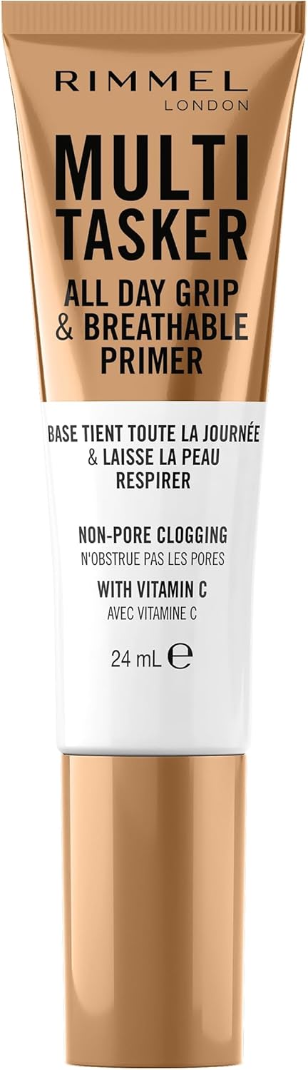 Rimmel Multi-Tasker All Day Grip & Breathable Primer, Lightweight, Gel Texture, Gripping Power, Infused with Vitamin C & Hyaluronic Acid, Hydrating, Prep Skin for Makeup, Suitable For All Skin Types Rimmel