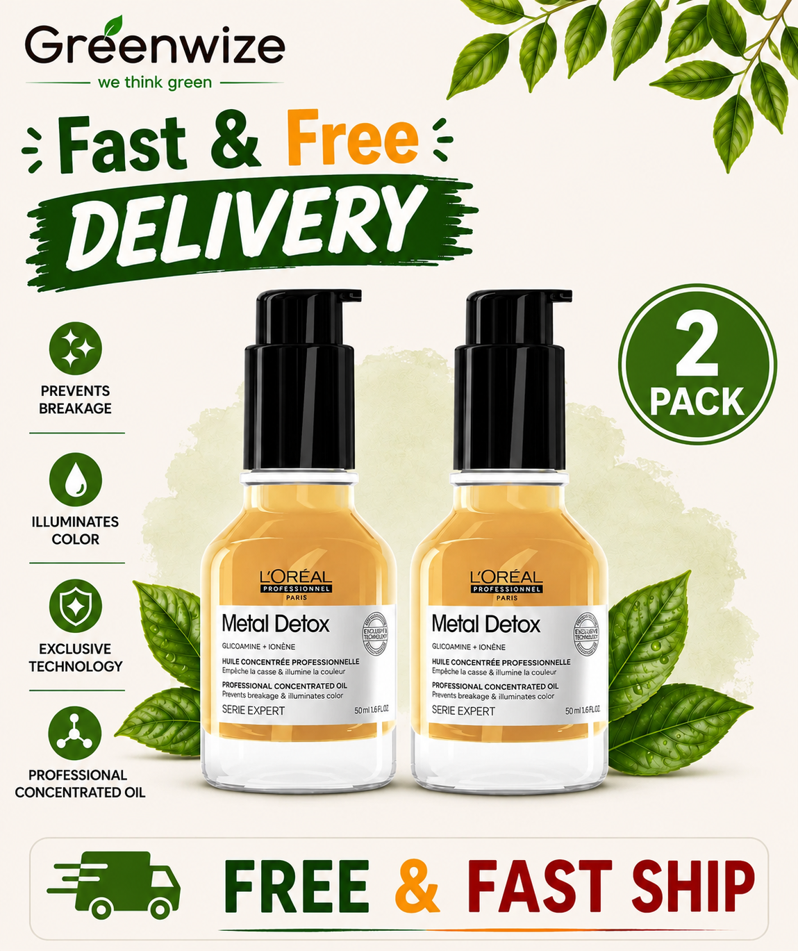L'Oreal Serie Expert Metal Detox Concentrated Serum Oil 50ml (Pack of 2) LOreal Professionnel
