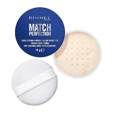 Rimmel Match Perfection Loose Setting Powder, 001 Translucent, Lightweight & Breathable, Matte Finish, Vegan-Friendly Makeup, 18g Rimmel