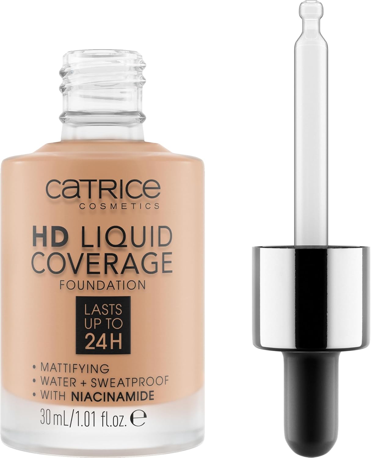 Catrice HD Liquid Coverage Foundation, Make-Up, Waterproof Liquid with Pipette, Face Make-Up, 30 ml, No. 040 Warm Beige Greenwize