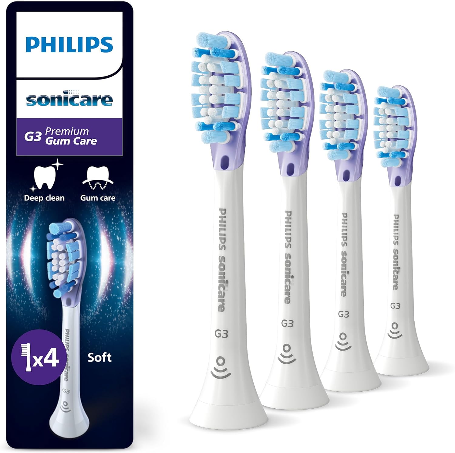 Philips Sonicare G3 Premium Gum Care, Genuine Replacement Toothbrush Heads, White, 4 Pack PHILIPS