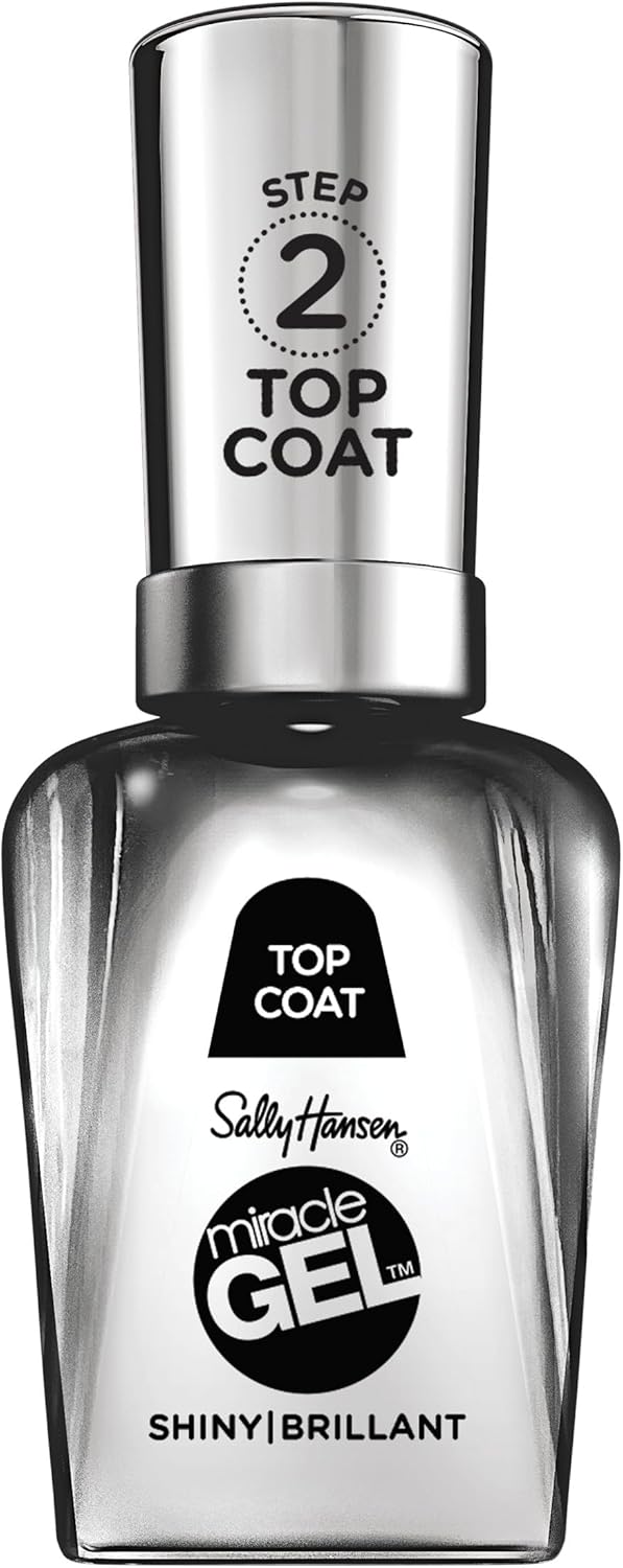 Sally Hansen Miracle Gel, Shiny Top Coat, Gel-Like Nail Polish, NO UV Light Required, Chip-Resistant, Long Lasting - Up to 8 days, Easy to Use, Salon Quality Results, Vegan Formula, 14.7ml Sally Hansen