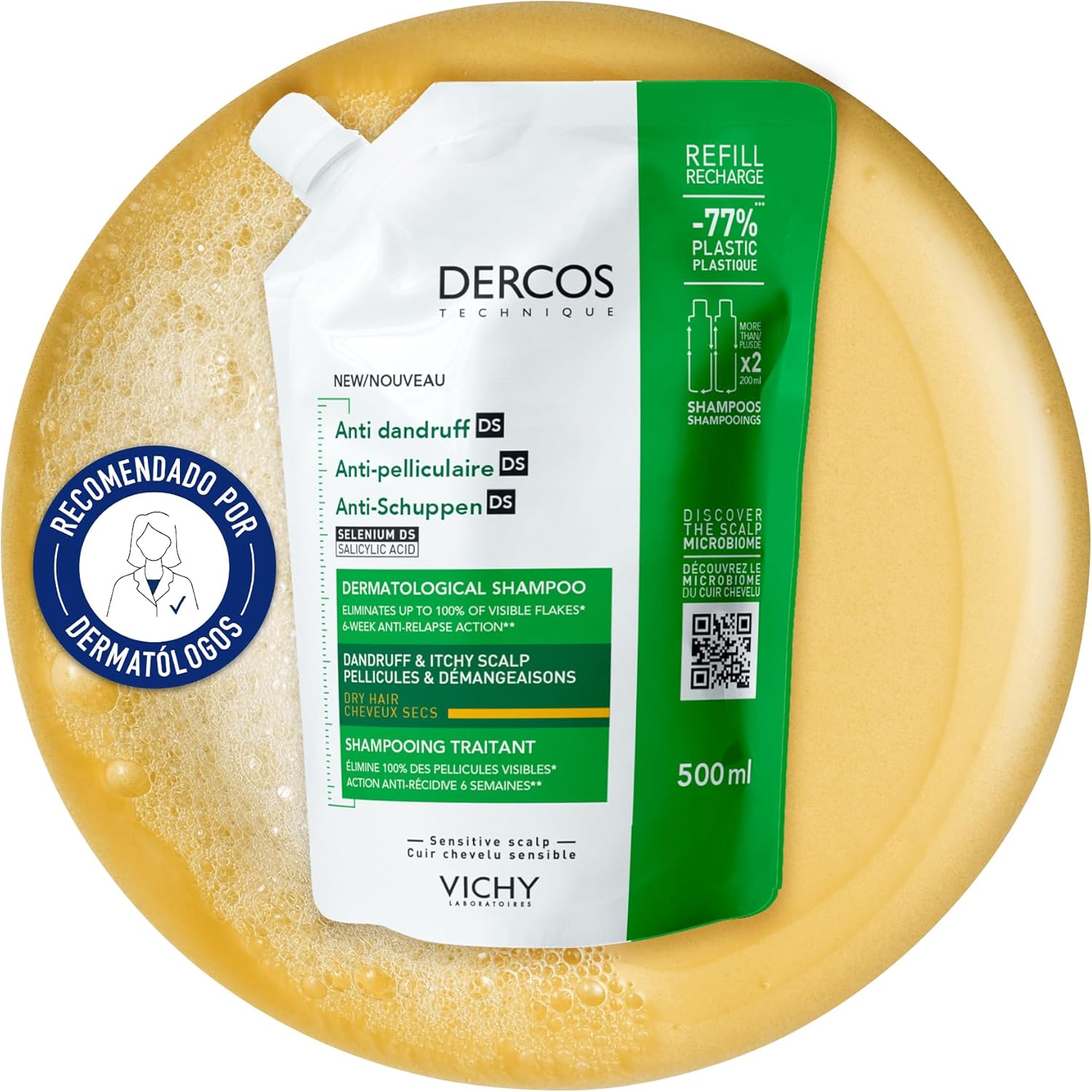 Vichy Dercos Shampoo Refill Pack Anti Dandruff and for Sensitive Scalp 500 ml Vichy Dercos
