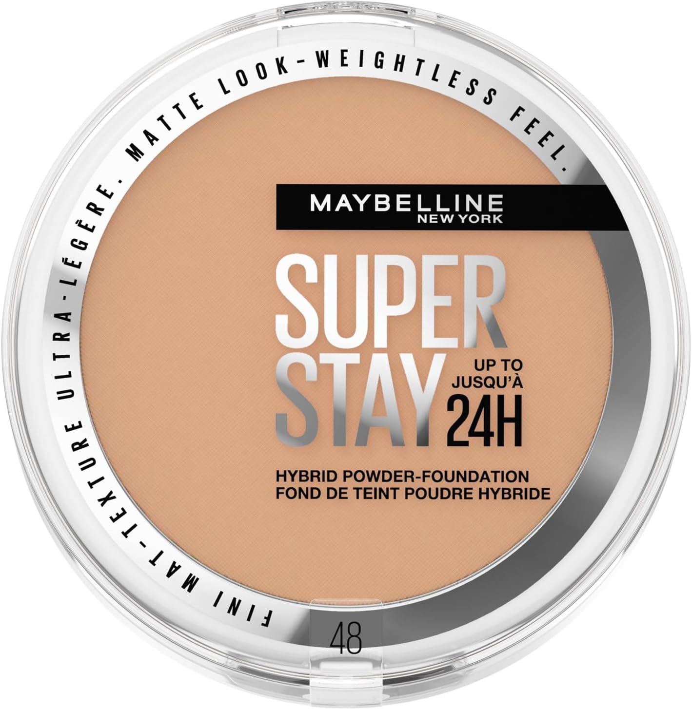 Maybelline Powder Foundation, Long-lasting 24H Wear, Medium to Full Coverage, Transfer, Water & Sweat Resistant, SuperStay 24H Hybrid Powder Foundation, 48 Greenwize