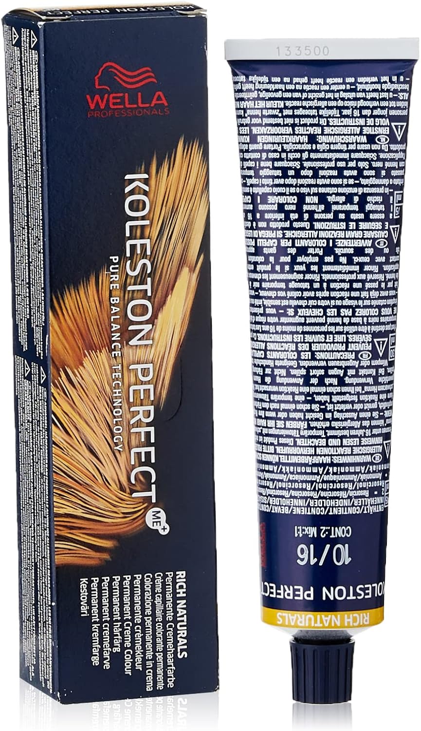 WELLA Koleston Perfect Me+ Rich Naturals Permanent Hair Colour Cream, No. 10/16 Light Blonde Asch-Violet, 0.66 kg Wella Professionals