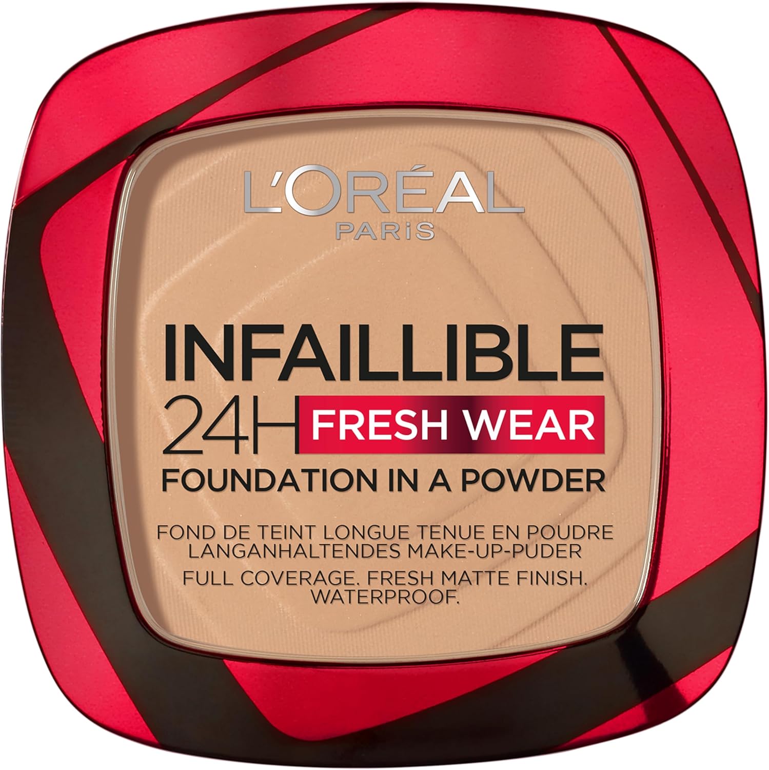 L'Oréal Paris Infallible 24H Fresh Wear Foundation in a Powder, Full-coverage, Longwear, Weightless Smooth Finish, Water-proof and Transfer-proof, 140 Golden Beige Loreal Paris