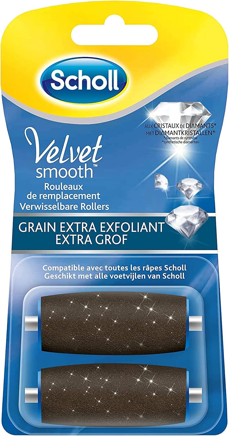Scholl Velvet Smooth Express Pedi Crystal Diamonds Extra Exfoliating Grains Replacement 2 Rolls by Scholl Dr. Scholl's