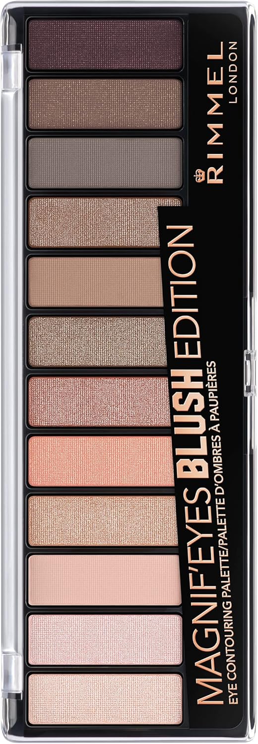 Rimmel London Magnif'eyes 12 Pan Eyeshadow Palette, Highly Pigmented Colours and Long-lasting Formula, Blushed Edition, 14 g Rimmel