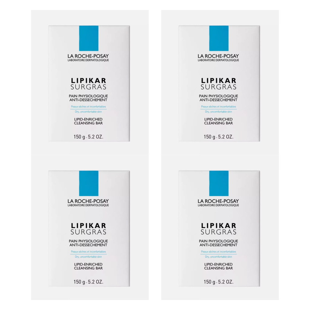 La Roche-Posay Lipikar Surgras Lipid-Enriched Cleansing Bar 150g (Pack of 4) La Roche-Posay