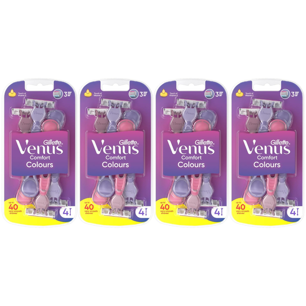 Gillette Venus3 Disposable Razor for Women with 3 Blades and Moisture Strip, Pack of 4 Razors (Pack of 4) Gillette