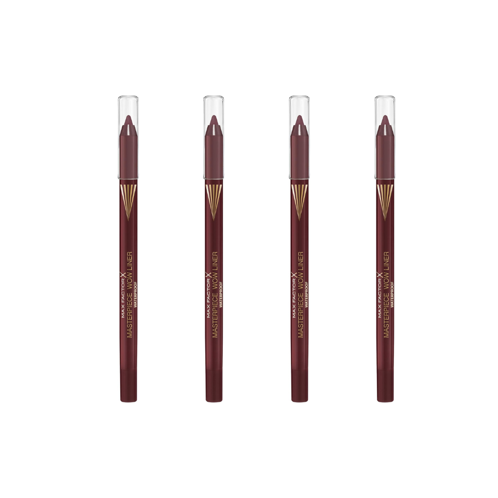 Max Factor Masterpiece Wow Liner, 190 Sweet Fig, 24-Hour Wear Eyeliner, High Colour Payoff, Waterproof and Smudgeproof, Vegan (Pack of 4) Max Factor