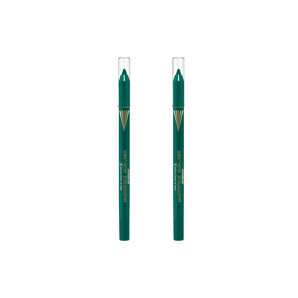 Max Factor Masterpiece Wow Liner, 600 Emerald Green, 24-Hour Wear Eyeliner, High Colour Payoff, Waterproof and Smudgeproof, Vegan (Pack of 2) Max Factor