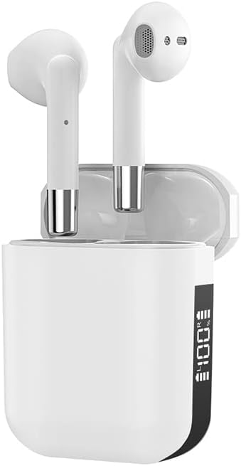 E AP19 In Ear Wireless Earbuds, Noise Cancelling Bluetooth 5.0 Headphones for Music, Games and Calls, Smart Touch Controls, LED Screen Display Charging Case, IPX5 Waterproof,White Greenwize