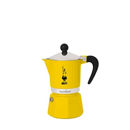 Bialetti Rainbow Caffettiera Colorata, Alluminio, Giallo, 3 Tazze Bialetti
