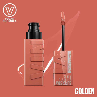 Maybelline New York Lip Colour, Smudge-free, Long Lasting up to 16h, Liquid Lipstick, Shine Finish, SuperStay Vinyl Ink, 105 Golden Maybelline