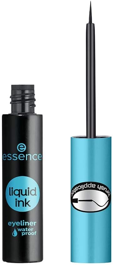 essence liquid ink eyeliner waterproof, eye liner, no. 01, black, defining, long-lasting, waterproof, vegan, perfume free (3 ml) Greenwize