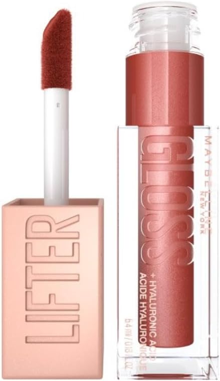 Maybelline Lifter Gloss Bronzed Lip Gloss, Lasting Hydration Formula With Hyaluronic Acid, Non Sticky, 016 Rust Greenwize
