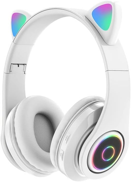 E Cute Cat Ear Headphone B39M Foldable Bluetooth Wireless Over Ear Headset with Microphone Compatible with iPhone/Smartphone/iPad/Tablet (Black) Greenwize