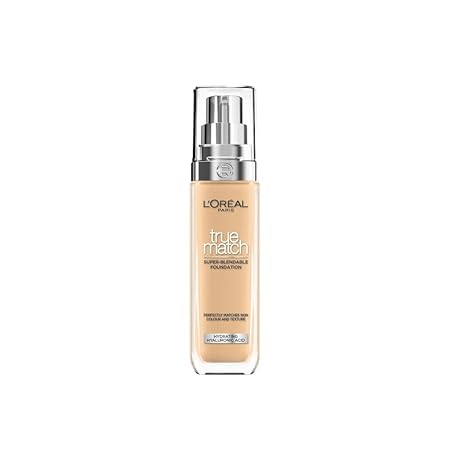 L'Oréal Paris Foundation for Face, Skincare Infused with Hyaluronic Acid, True Match Hydrating Liquid Foundation for All Skin Tones, SPF 16, 4W Golden Natural, 30 ml LOreal Paris