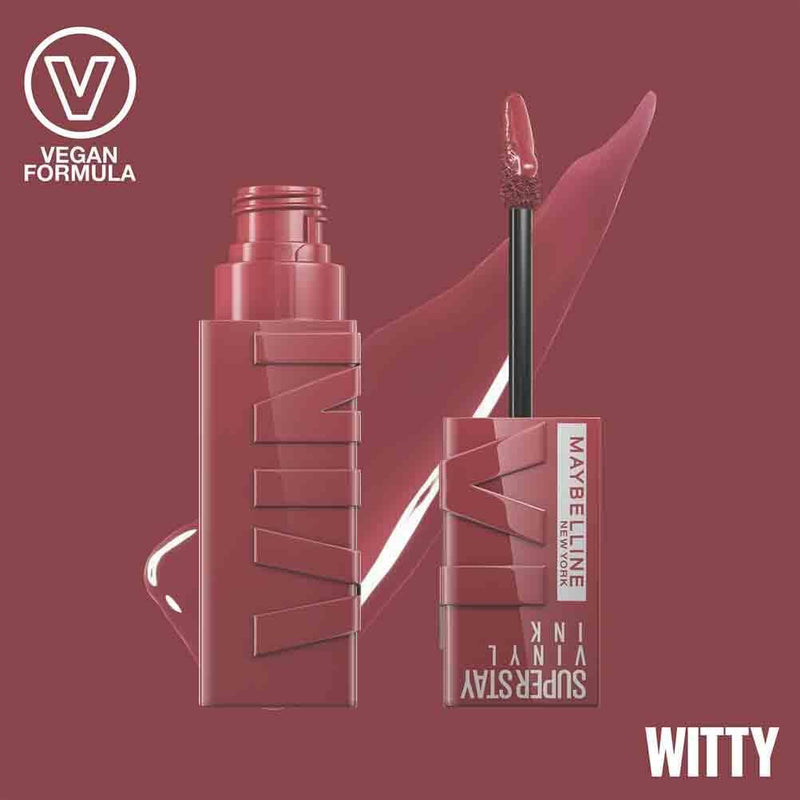 Maybelline Liquid Lipstick, Super Stay Vinyl Ink Liquid Lip Colour, Smudge-free Makeup, Long Lasting up to 16h, Shine Finish, No Budge, Vegan Formula, Maybelline New York, Shade: 40 Witty Greenwize
