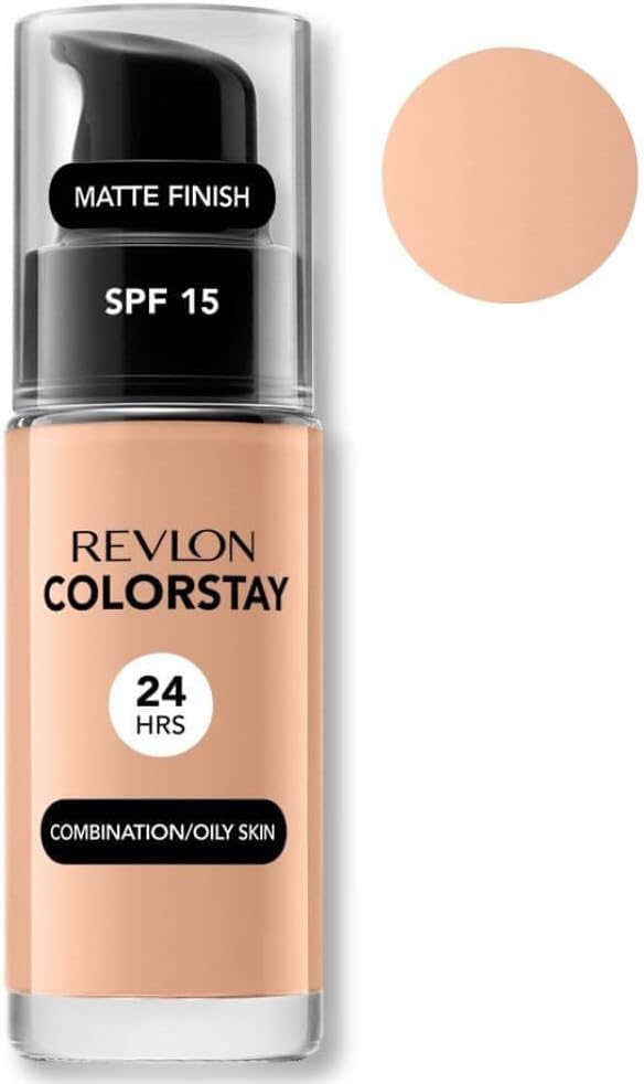 Revlon Colorstay Liquid Foundation Makeup Combination/Oily Skin SPF 15, Longwear Medium-Full Coverage With Matte Finish, True Beige (320), 30 Ml Revlon