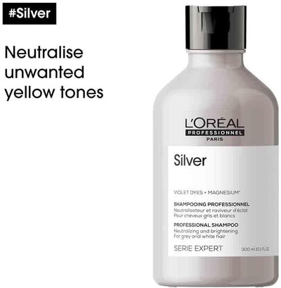 L’Oréal Professionnel Shampoo, For Grey, White or Light Blonde Hair, Serie Expert Silver, 300 ml L'Oréal Professionnel Paris