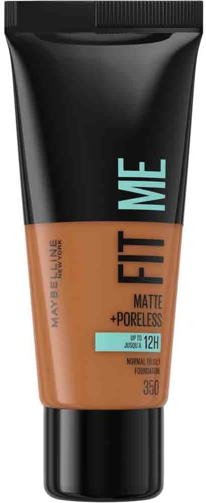 Maybelline Fit Me Foundation, Medium Coverage, Blendable With a Matte and Poreless Finish, For Normal to Oily Skin, Shade: 350 Caramel, 30ml Maybelline