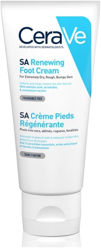 CeraVe SA Renewing Foot Cream, With salicylic acid, 3 essential ceramides & ammonium lactate, For extremely dry, rough, and bumpy feet, 88 ml/3 oz Greenwize