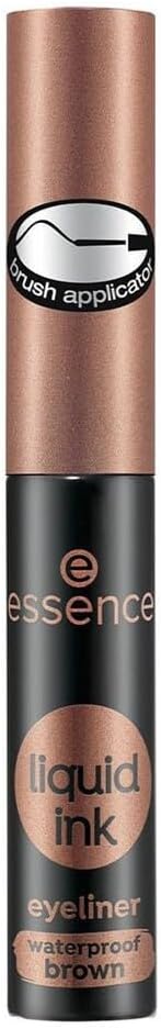 Essence Cosmetics Liquid Ink Eyeliner Waterproof Brown, Eye Liner With Brush Applicator, No. 02 Ash Brown, Defining, Long-Lasting, Colour-Intensive, Vegan, Without Perfume (3 ml) Greenwize