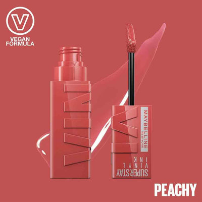 Maybelline New York Lip Colour, Smudge-free, Long Lasting up to 16h, Liquid Lipstick, Shine Finish, SuperStay Vinyl Ink, 15 Peachy Greenwize