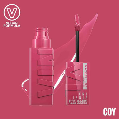 Maybelline Liquid Lipstick, Super Stay Vinyl Ink Liquid Lip Colour, Smudge-free Makeup, Long Lasting up to 16h, Shine Finish, No Budge, Vegan Formula, Maybelline New York, Shade: 20 Coy Greenwize