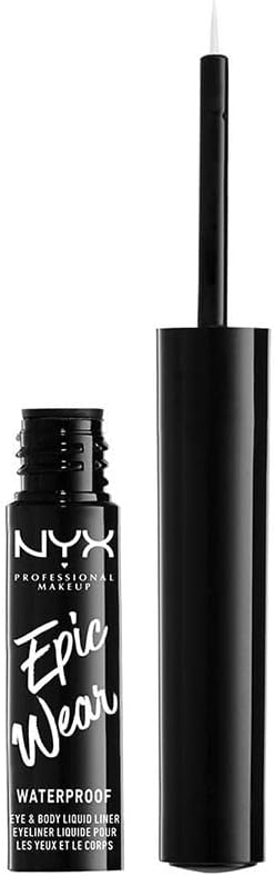 NYX Professional Makeup Epic Wear Semi-Permanent Liquid Liner, Longwearing, Waterproof, Eye Liner and Body Art, Matte Finish, Colour: White NYX Professional